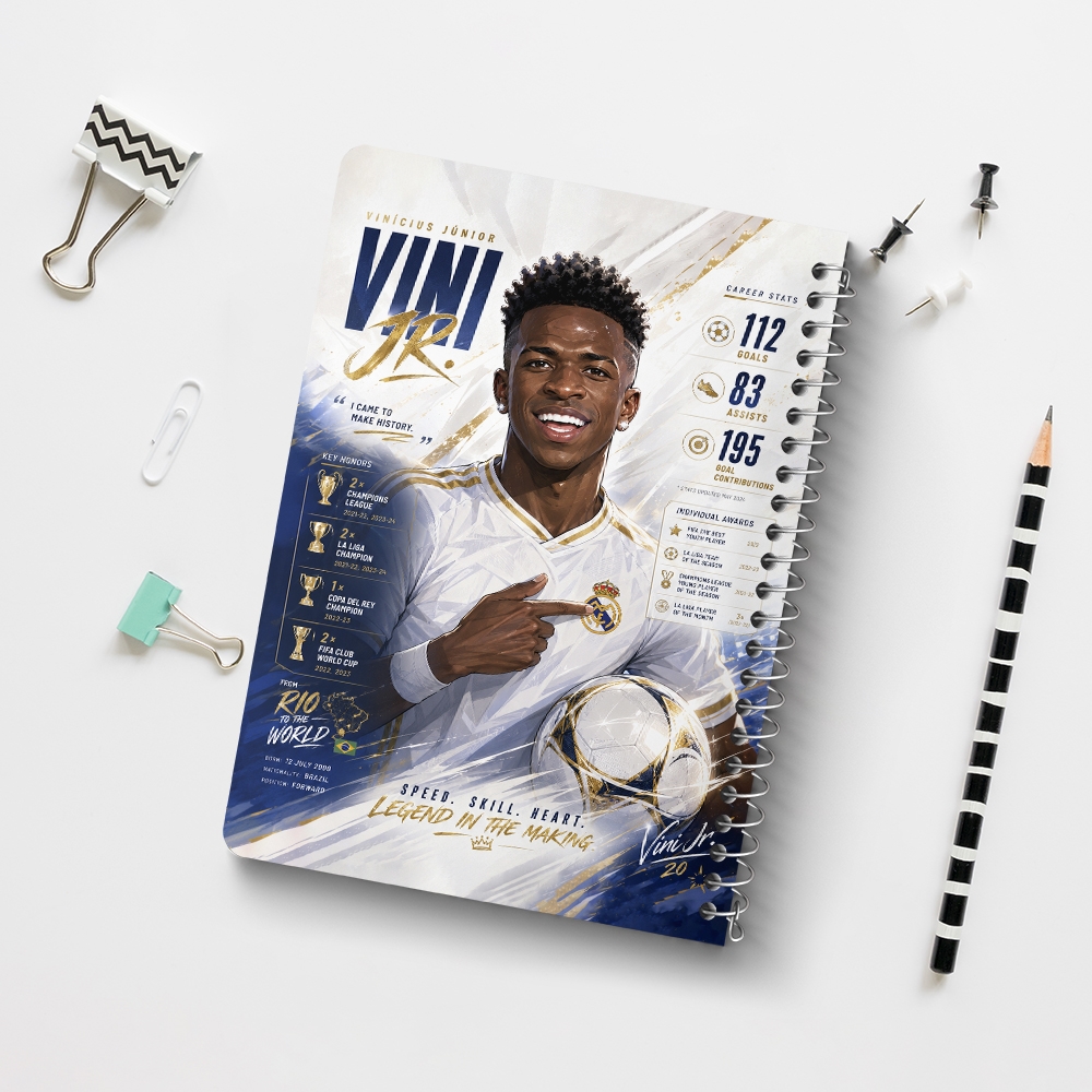 دفتر نقاشی 50 برگ خندالو طرح وینیسیوس جونیور (Vinicius Junior) کد F14663