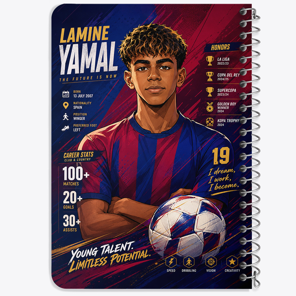 دفتر نقاشی 50 برگ خندالو طرح لامین یامال (Lamine Yamal) کد F14661