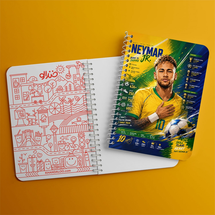 دفتر نقاشی 50 برگ خندالو طرح نیمار جونیور (Neymar) کد F14660