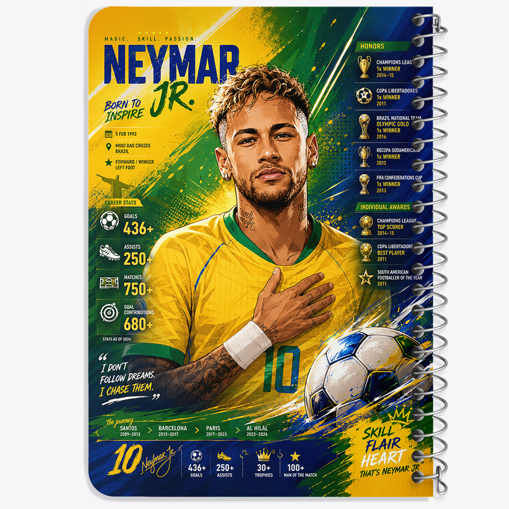 دفتر نقاشی 50 برگ خندالو طرح نیمار جونیور (Neymar) کد F14660