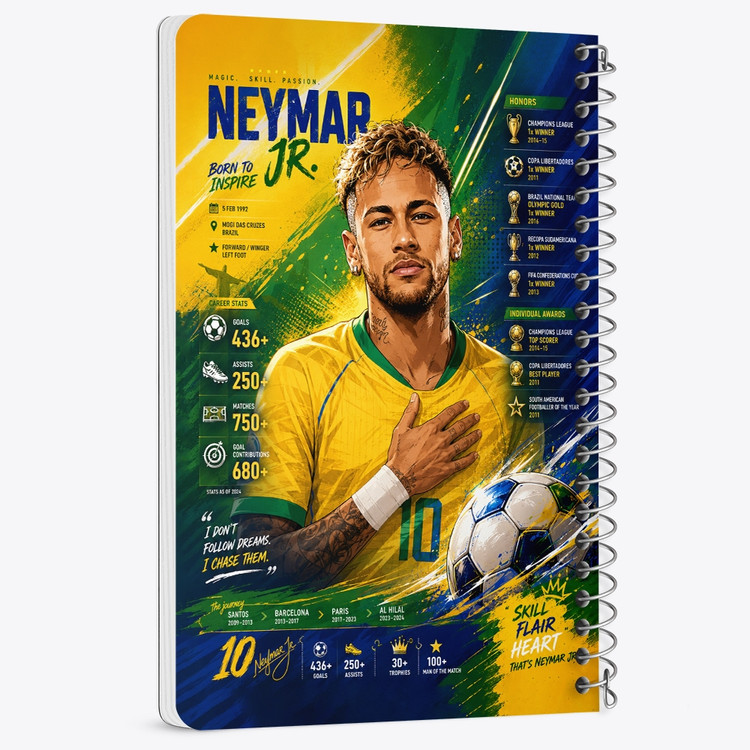 دفتر نقاشی 50 برگ خندالو طرح نیمار جونیور (Neymar) کد F14660