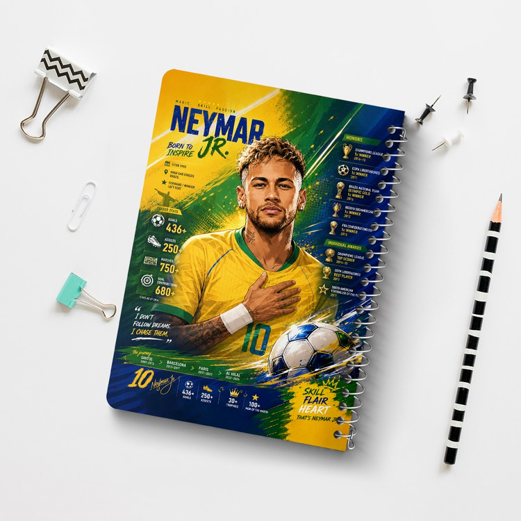 دفتر نقاشی 50 برگ خندالو طرح نیمار جونیور (Neymar) کد F14660