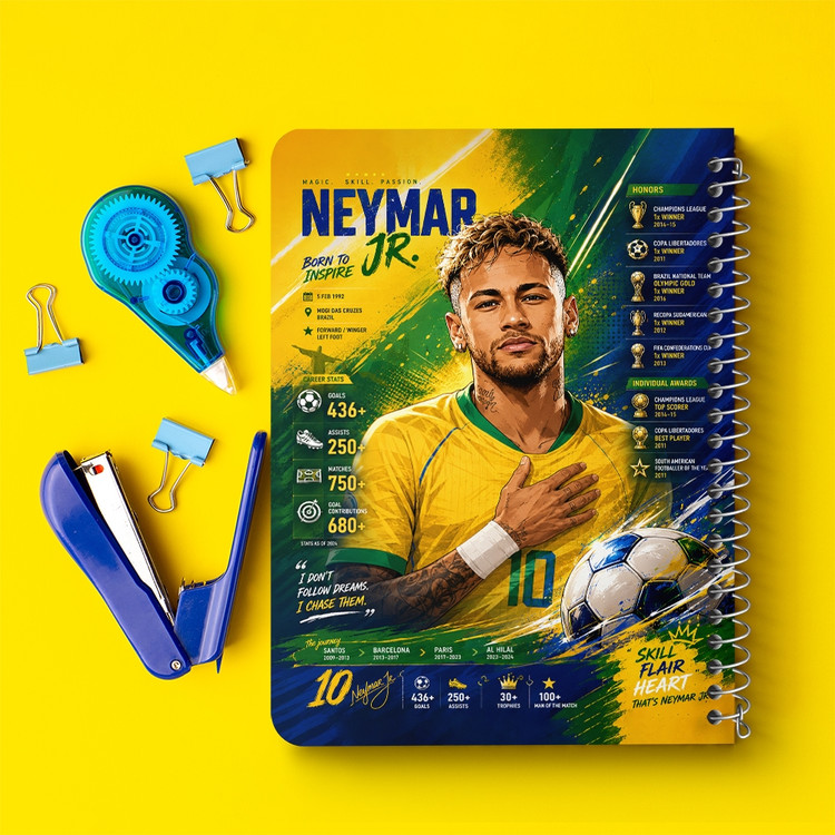 دفتر نقاشی 50 برگ خندالو طرح نیمار جونیور (Neymar) کد F14660