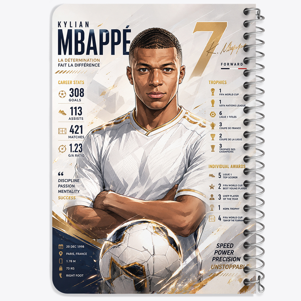 دفتر نقاشی 50 برگ خندالو طرح کیلیان امباپه (Kylian Mbappé) کد F14657