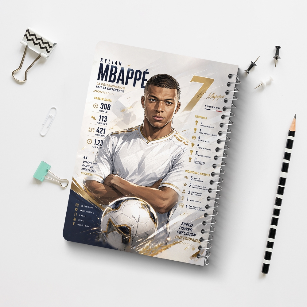 دفتر نقاشی 50 برگ خندالو طرح کیلیان امباپه (Kylian Mbappé) کد F14657