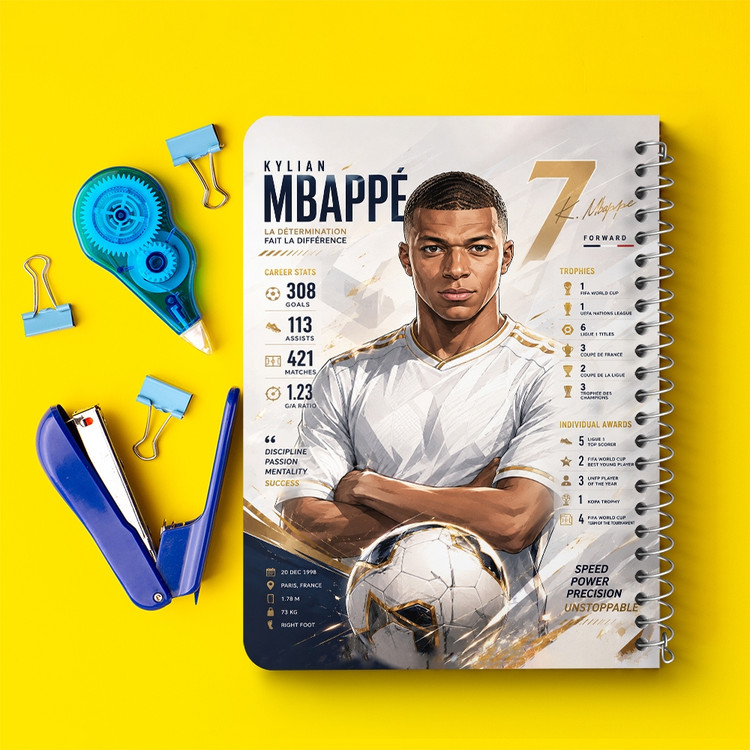 دفتر نقاشی 50 برگ خندالو طرح کیلیان امباپه (Kylian Mbappé) کد F14657