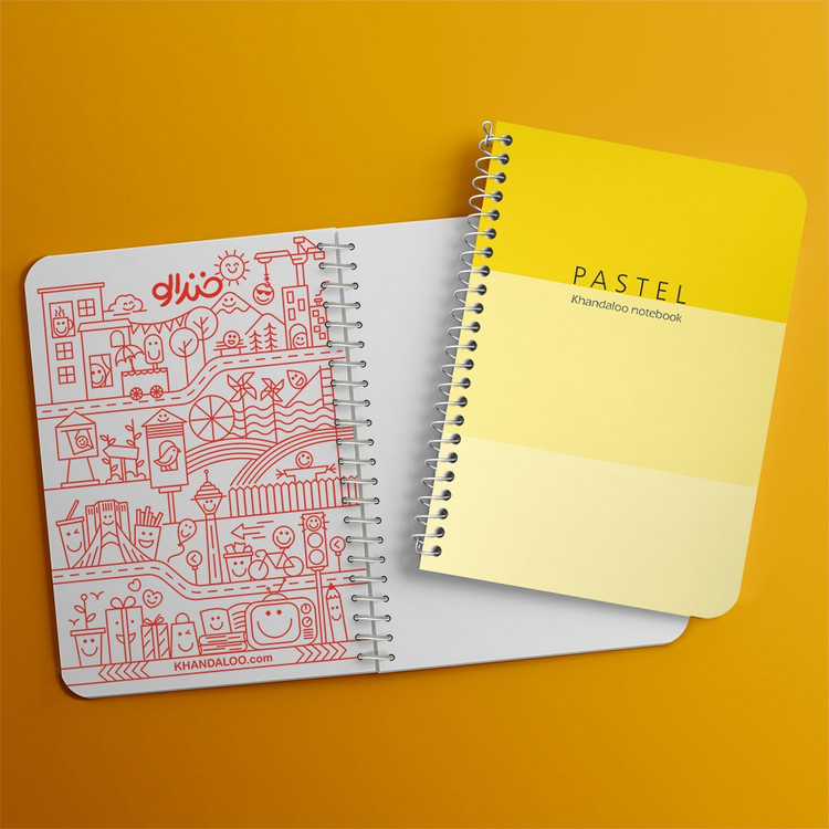 دفتر نقاشی 50 برگ خندالو طرح طرح مینیمال پاستل (Yellow) کد N9802