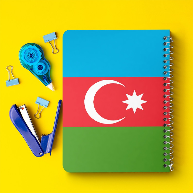 دفتر نقاشی 50 برگ خندالو طرح پرچم آذربایجان (Azerbaijan) کد 38491