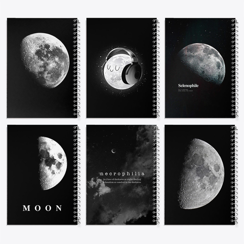 دفتر مشق 50 برگ خندالو طرح ماه (Moon) کد 410 مجموعه 6 عددی