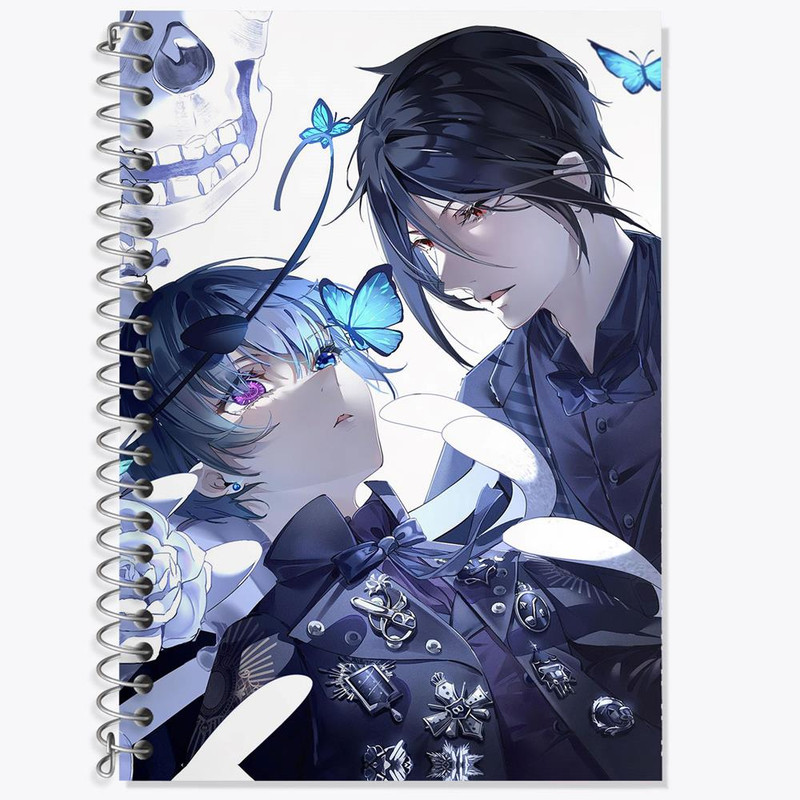 دفتر زبان 50 برگ خندالو مدل سه خط طرح سباستین و شیل انیمه خادم سیاه Black Butler کد 16326