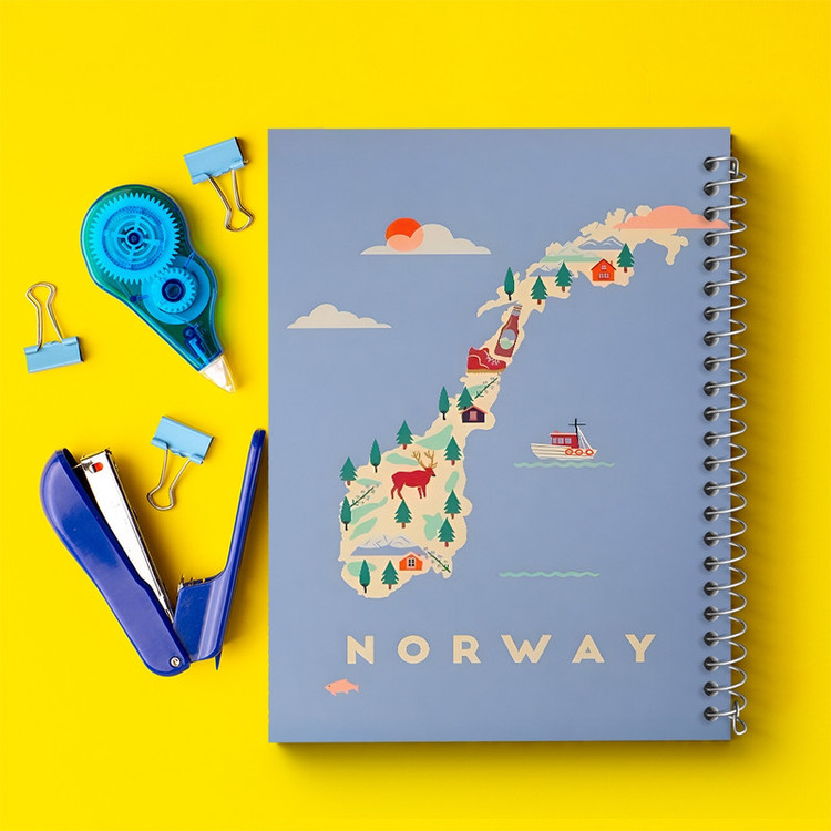 دفتر ژورنال نویسی 50 برگ خندالو مدل نقطه ای طرح نروژ (Norway) کد F14363