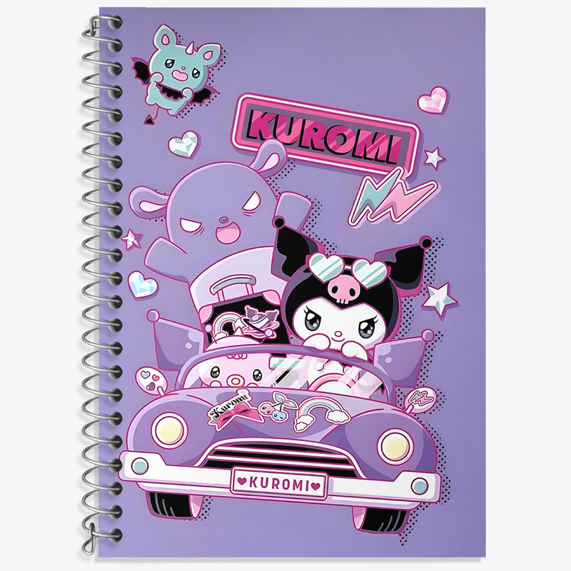 دفتر زبان 50 برگ خندالو مدل دو خط طرح کرومی (Kuromi) کد N4197