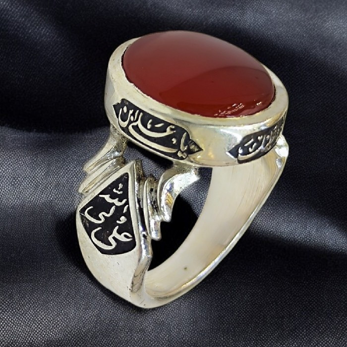 انگشتر نقره عقیق یمنی مردانه مدل رکاب دست ساز کد 6440