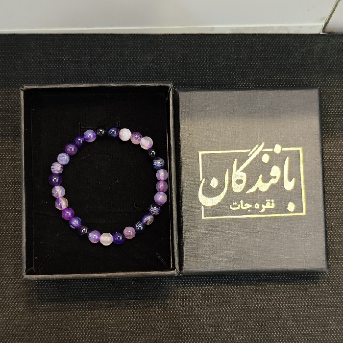 دستبند نقره جات بافندگان مدل سنگ آمیتیست کد 740