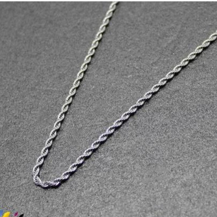 گردنبند طنابی طول 40 سانت زنجیر گردن استیل بافت طنابی صدسال ضمانت رنگ نقره ای استیل رنگ ثابت