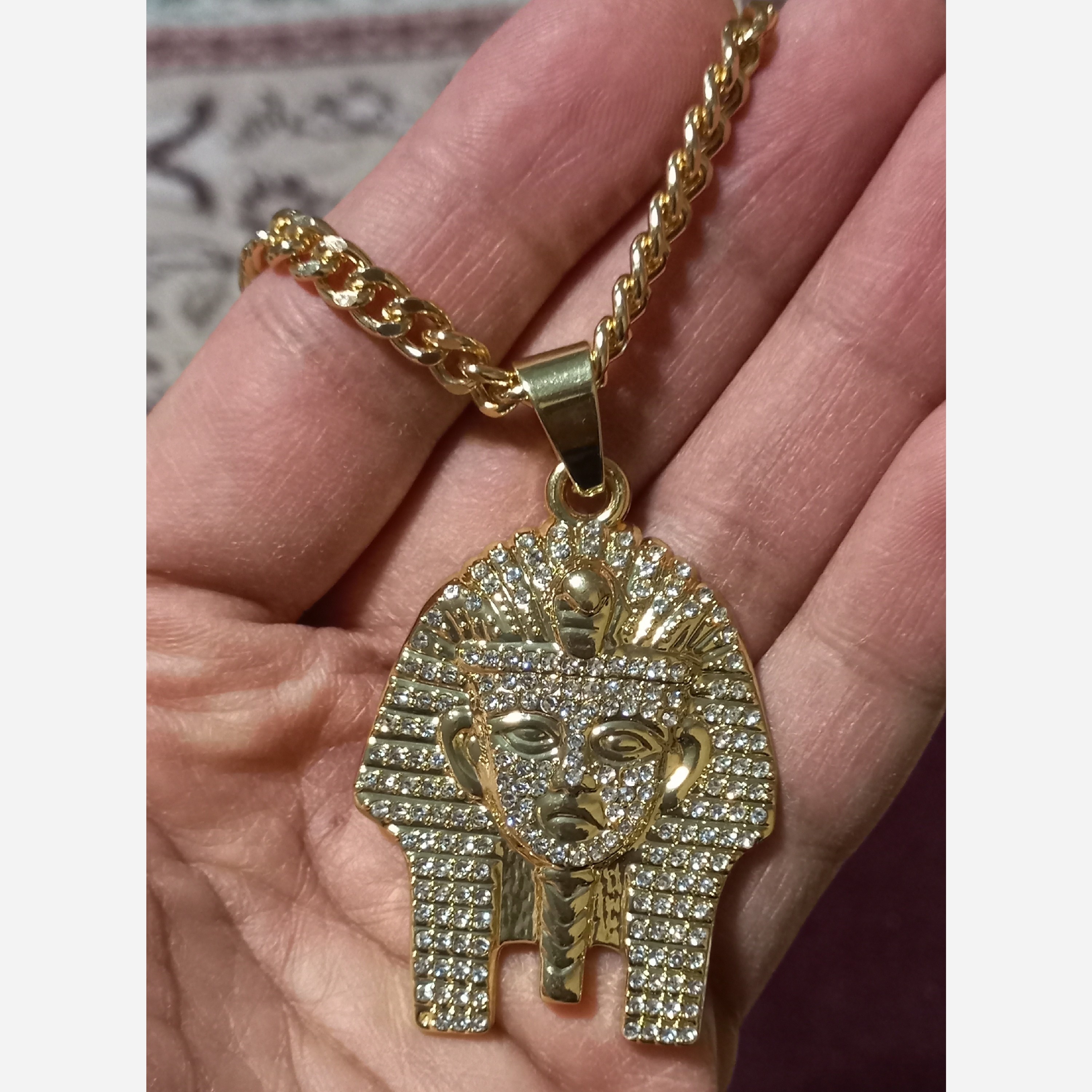 گردنبند طرح طلا فول نگین مصر باستان