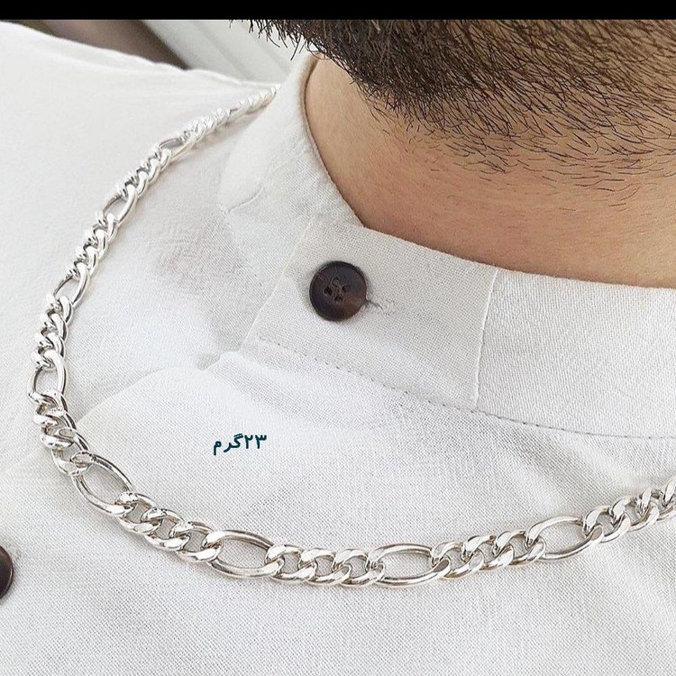 گردنبند کارتیر نقره ای رنگ ثابت با نقره مو نمیزنه