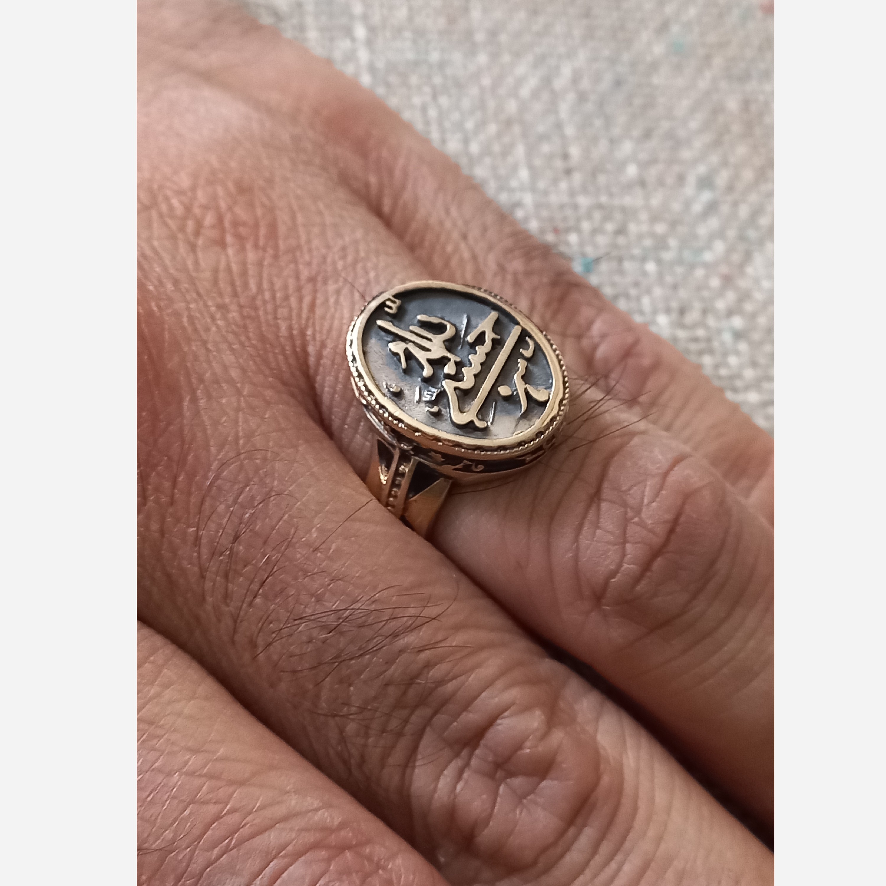 انگشتر حسبی الله مردانه رنگ ثابت طلاروس اصل