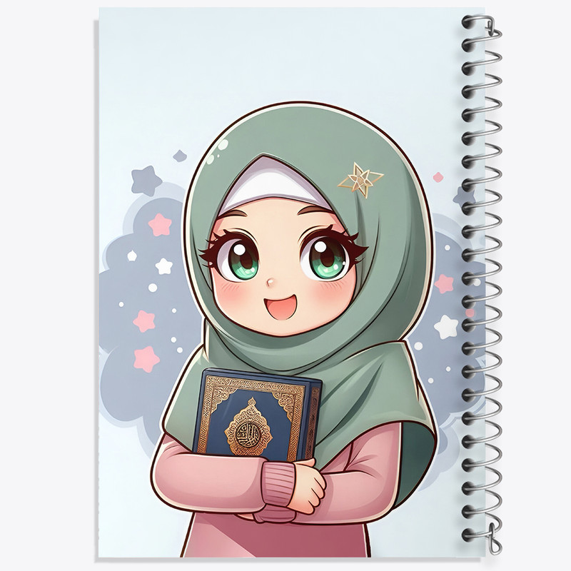 دفتر مشق 50 برگ خندالو طرح دخترانه با حجاب کد F3772