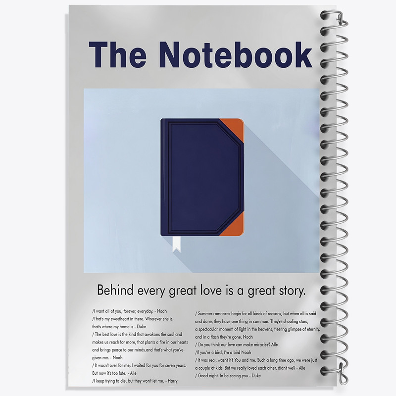دفتر شطرنجی 50 برگ خندالو طرح دفترچه خاطرات (The Notebook) کد F13822