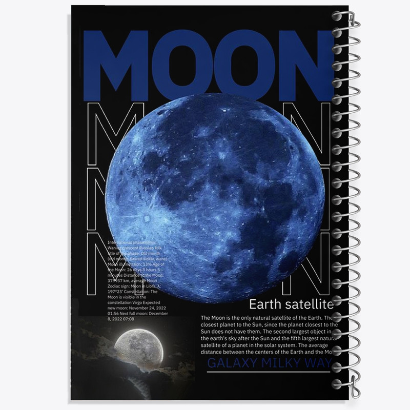 دفتر مشق 50 برگ خندالو طرح ماه (Moon) کد F1676