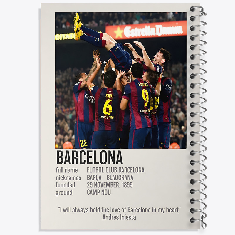 دفتر مشق 100 برگ خندالو طرح بارسلونا (Barcelona) کد F13467