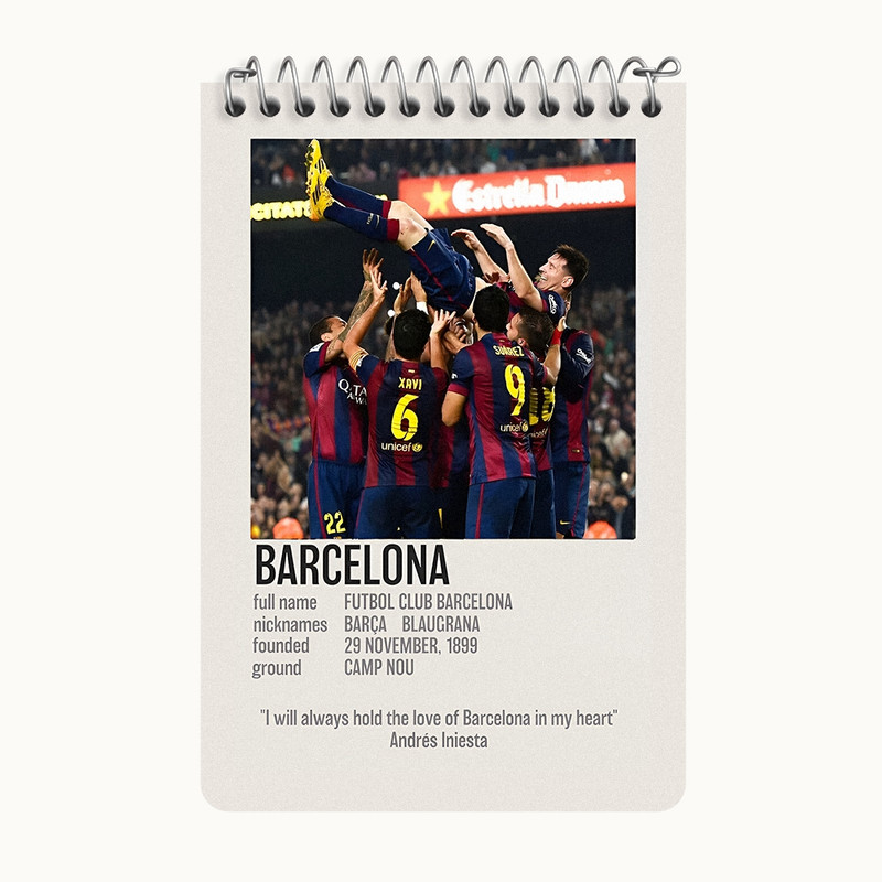 دفتر یادداشت 50 برگ خندالو طرح بارسلونا (Barcelona) کد F13467