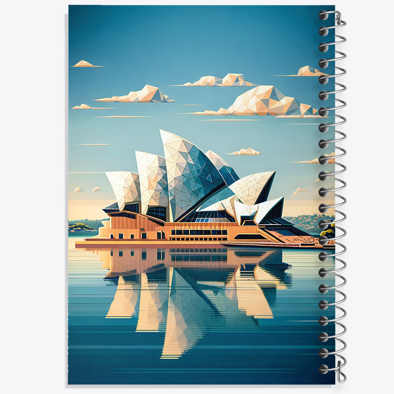 دفتر شطرنجی 50 برگ خندالو طرح خانه اپرای سیدنی (Sydney Opera House) کد F6364