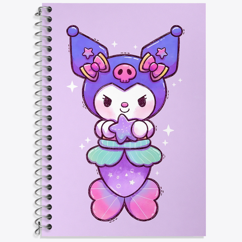 دفتر زبان 50 برگ خندالو مدل سه خط طرح کرومی (Kuromi) کد N4193