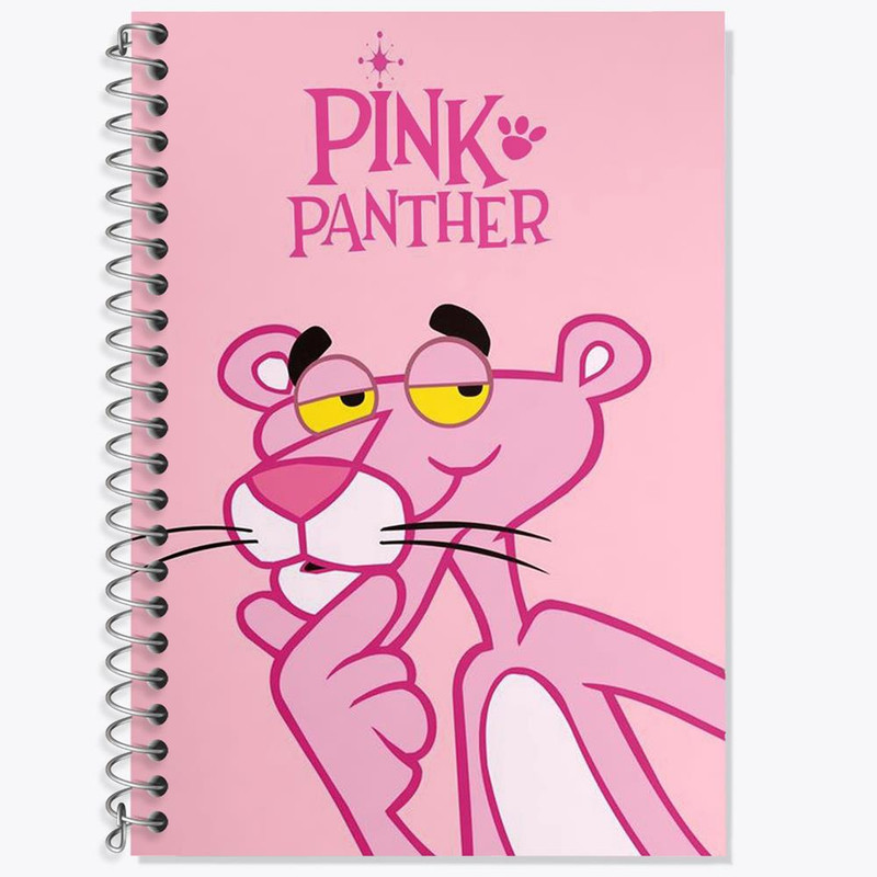 دفتر زبان 50 برگ خندالو مدل دو خط طرح پلنگ صورتی Pink Panther کد 1399