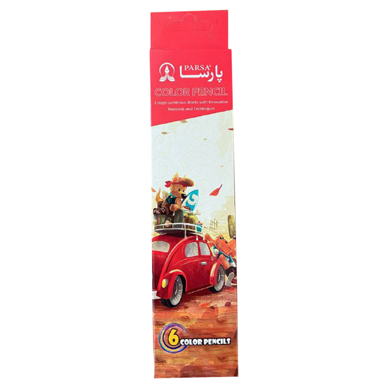 مداد رنگی 6 رنگ پارسا مدل ماشین کد 6