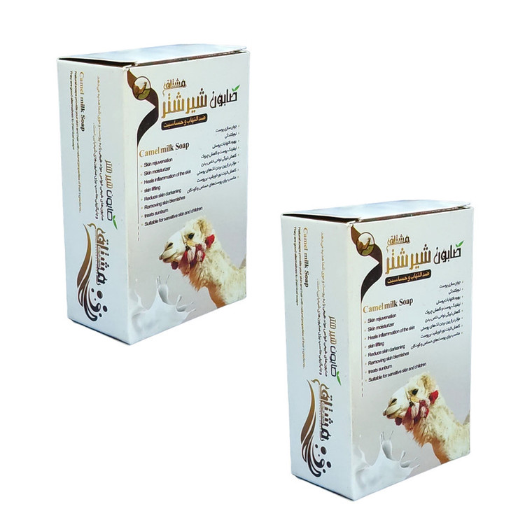 صابون شستشو مشتاق مدل شیرشتر وزن 80 گرم بسته 2 عددی
