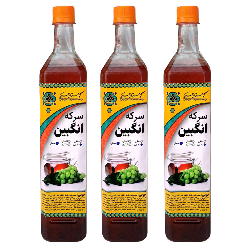 سرکه انگبین عسلی نعنایی گیاهستان حکیم - 900 میلی لیتر بسته 3 عددی
