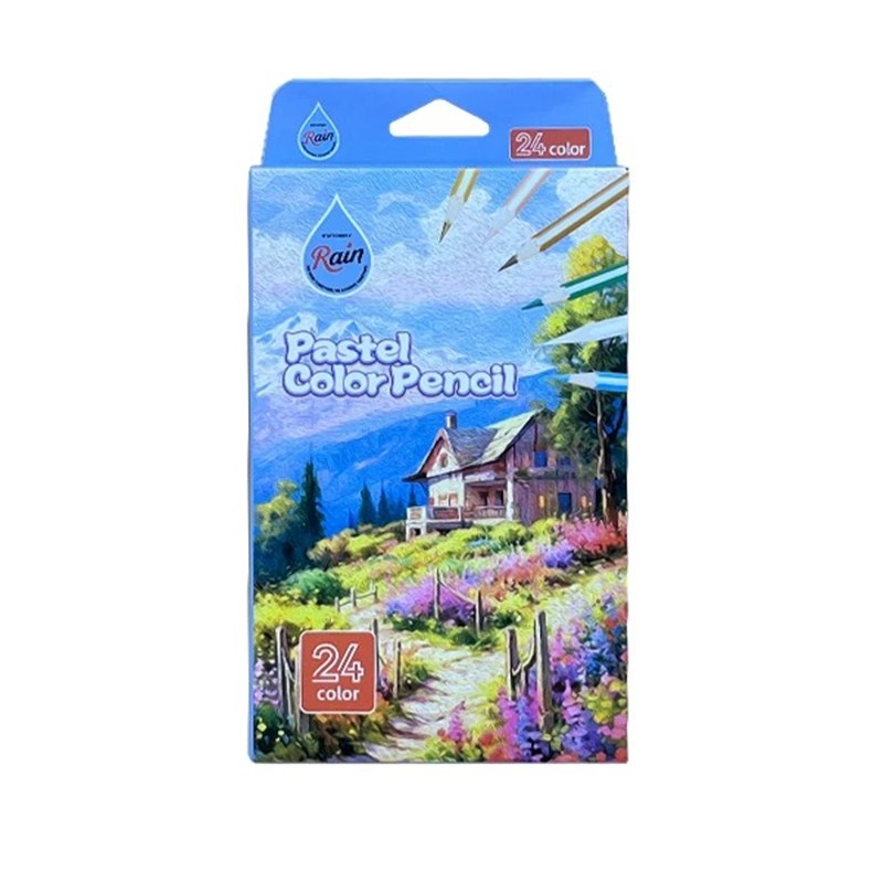 مداد رنگی 24 رنگ جعبه مقوایی پاستلی رین کد: R-602
