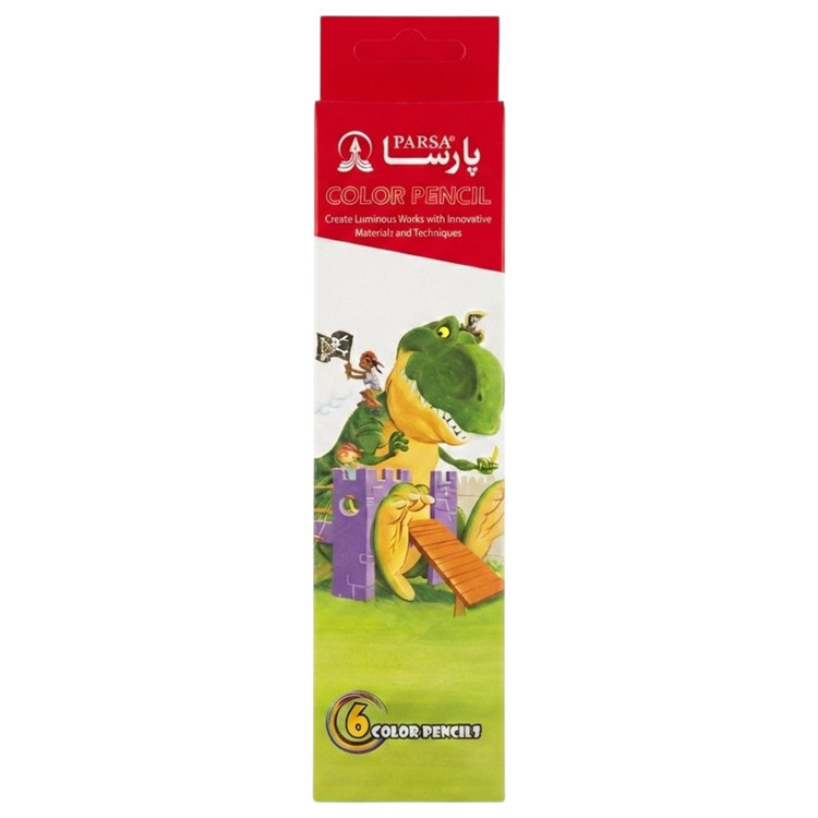 مداد رنگی 6 رنگ پارسا مدل دایناسور بسته دو عددی