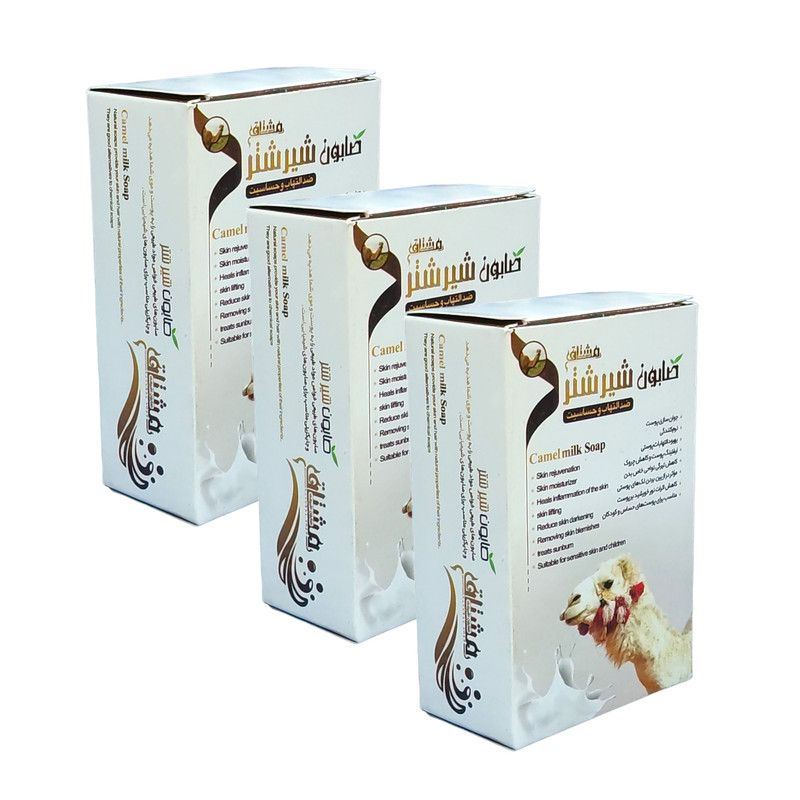 صابون شستشو مشتاق مدل شیرشتر  وزن 80 گرم بسته 3 عددی