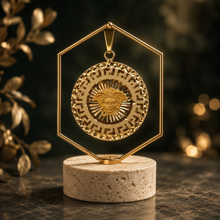 آویز گردنبند طلا 18 عیار زنانه طلای علیمحمدی طرح ورساچه