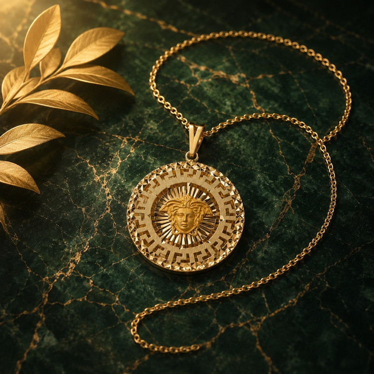 آویز گردنبند طلا 18 عیار زنانه طلای علیمحمدی طرح ورساچه