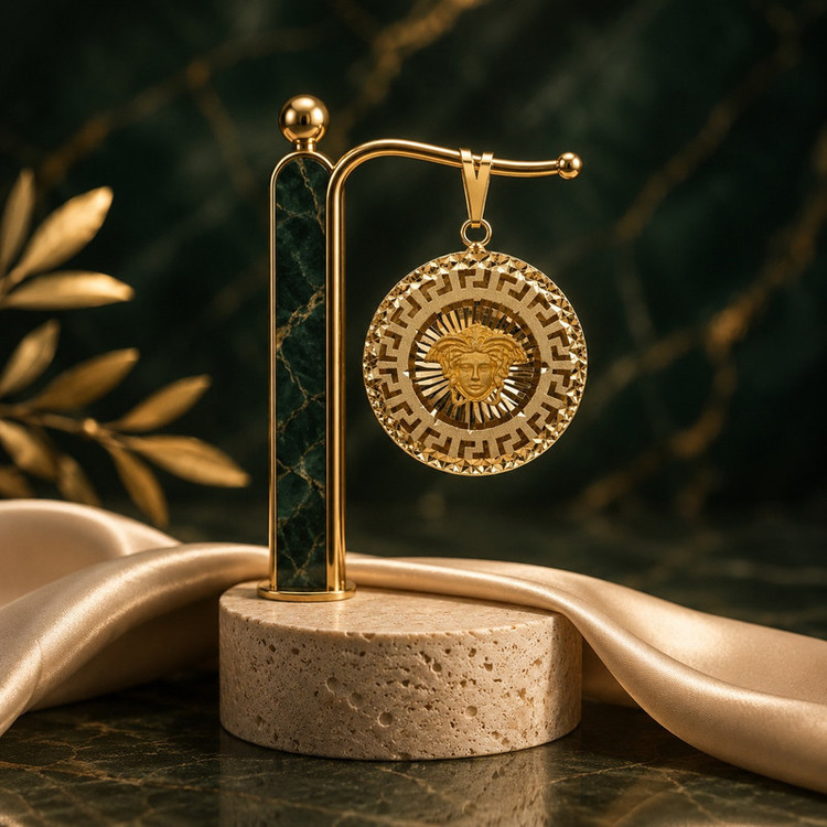آویز گردنبند طلا 18 عیار زنانه طلای علیمحمدی طرح ورساچه