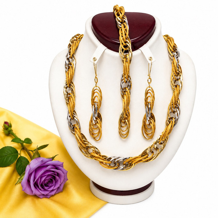 نیم ست طلا 18 عیار زنانه طلای علیمحمدی مدل زنجیری