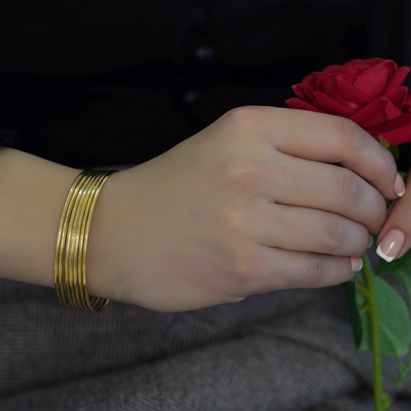 النگو طلا کم اجرت 18 عیار زنانه طلای علیمحمدی مدل آینه ای نازک سایز 3