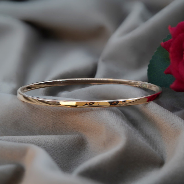 النگو طلا کم اجرت 18 عیار زنانه طلای علیمحمدی مدل آینه ای پهن سایز 4