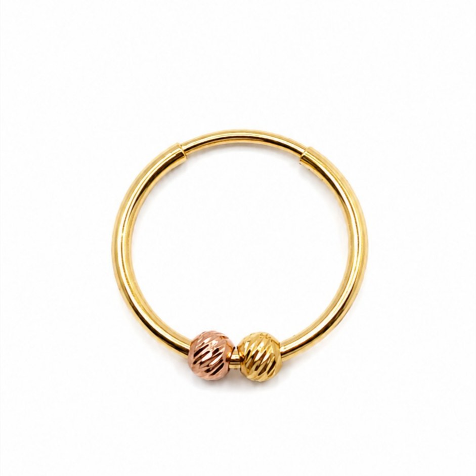 گوشواره طلا حلقه ای 2 گوی وزن 520 سوت مدل خاتون