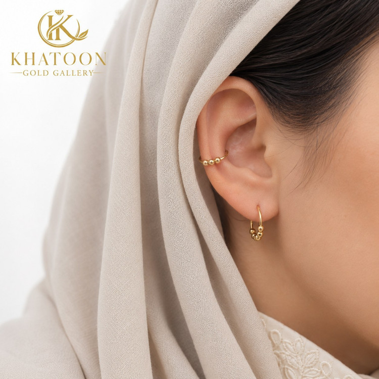 گوشواره طلا حلقه ای3 گوی 620 سوت فاکتور