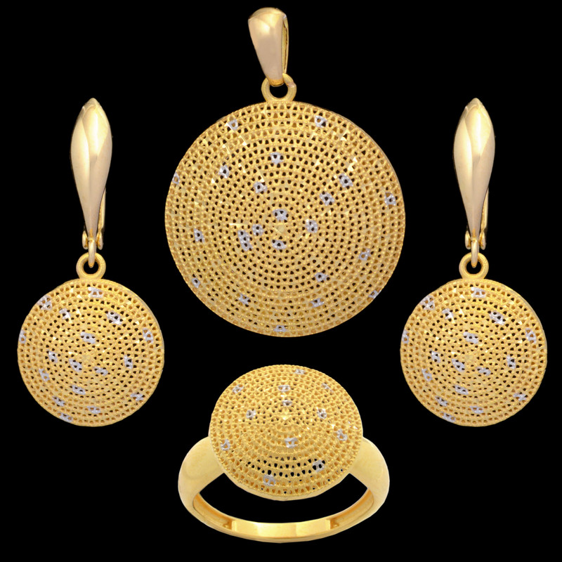 نیم ست طلا 18 عیار زنانه طلای مستجابی مدل تراش گرد آوا کد 8523