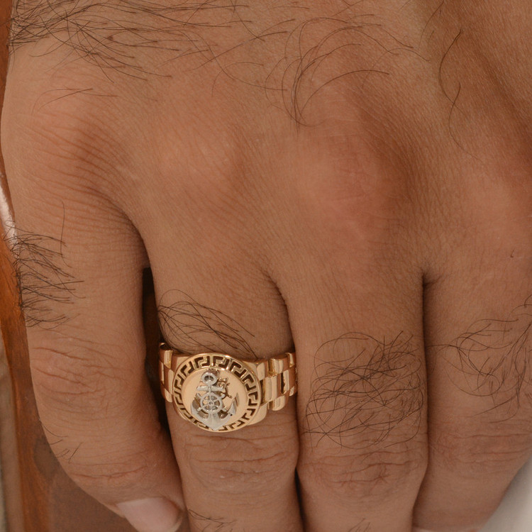 انگشتر طلا 18 عیار مردانه طلای مستجابی مدل لنگر کد T2007 سایز 61