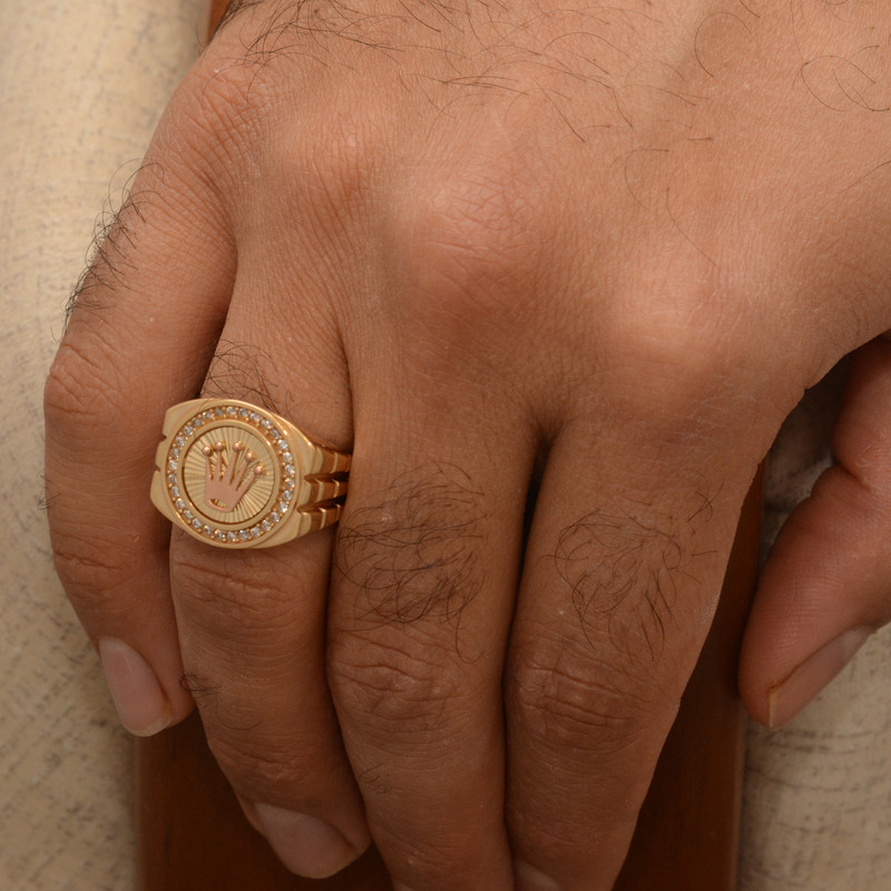 انگشتر طلا 18 عیار مردانه طلای مستجابی مدل رولکسی کد T790 2020 سایز 60
