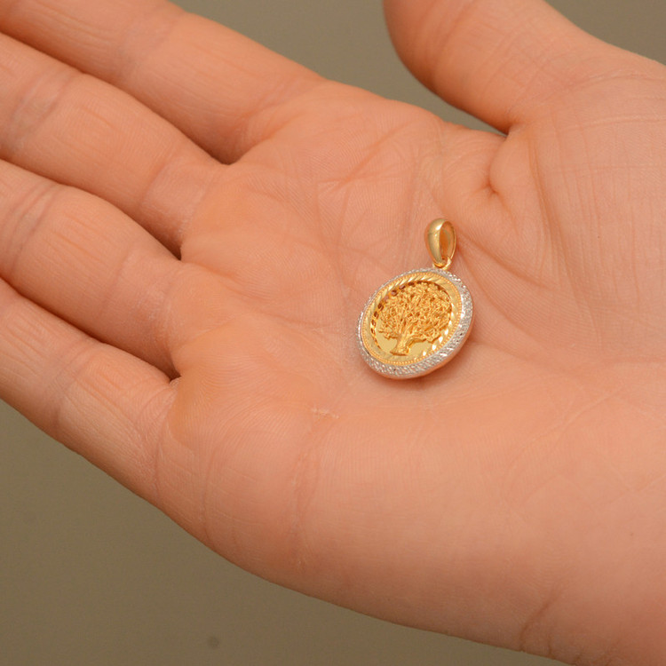 آویز گردنبند طلا 18 عیار زنانه طلای مستجابی طرح درخت آوا کد 3256477