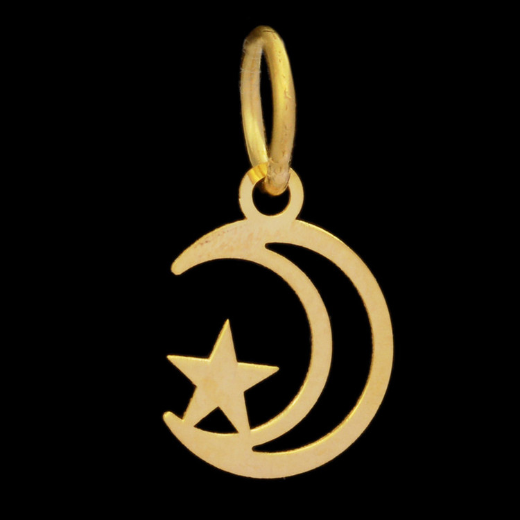 آویز گردنبند طلا 18 عیار زنانه طلای مستجابی طرح ماه و ستاره کد 7896
