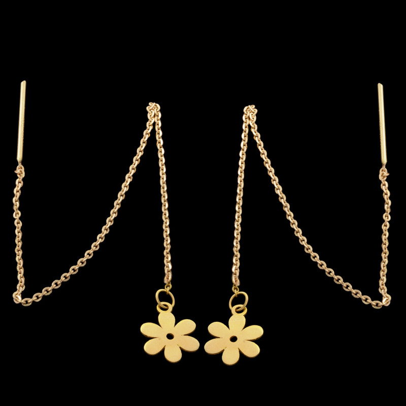 گوشواره بخیه‌ای طلا 18 عیار زنانه طلای مستجابی مدل گل کد 5632